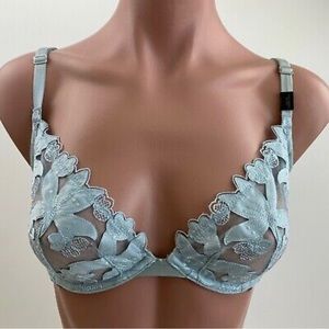 Victoria Secret blue embroidered lace bra & matching thong